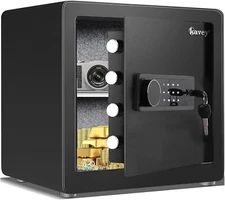 Kavey 1.6 Cub Safe Box, Home Safe with Backlit Touch Screen Keypad & Dual Alarm