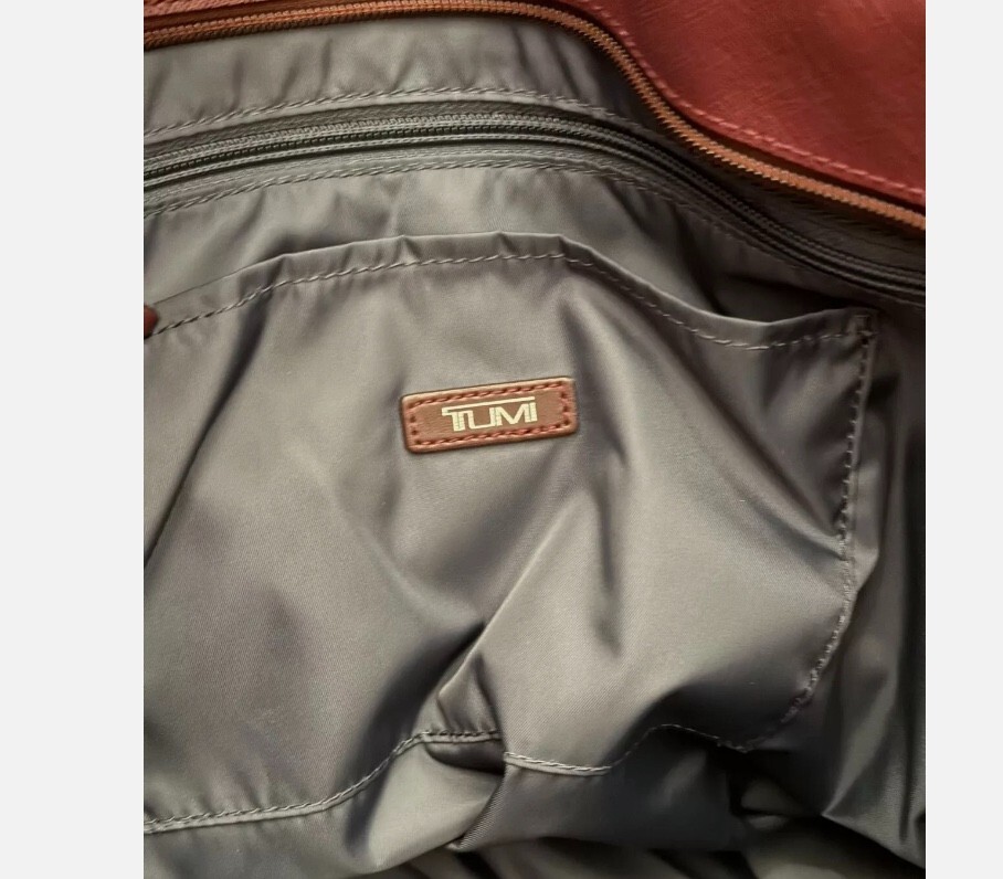 TUMI Voyageur Wine Burgundy Leather Tote Bag Purse Travel Business Work