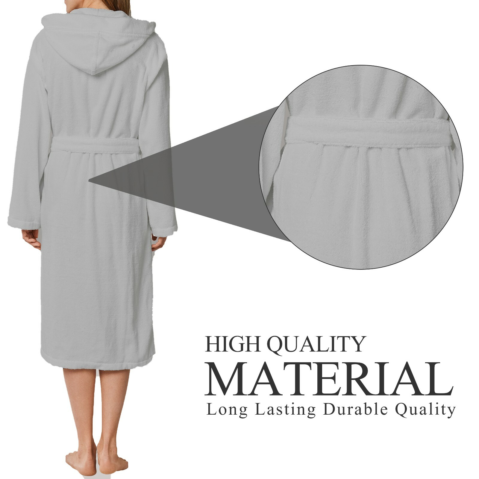 UNISEX HOODED BATHROBE 100 EGYPTIAN COTTON TERRY TOWELLING SOFT