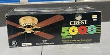 Crest 52" Vintage Series 5000 Close to Ceiling Fan w/Light Kit New Wood Stencil
