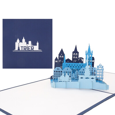 Pop Up Karte ''Trier - Panorama mit Dom & Porta Nigra  3D Postkarte & Gutschein