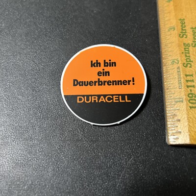Vintage Pinback Button German Duracell Kh Bin Ein Dauerbrenner
