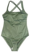 Hurley Amazon Jungle Green Ribbed UPF 50 One-Piece Bathing Suit Swimsuit L NEW
