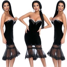 Abito ricamato tulle nudo Fascia Scollo Cerimonia Ballo Velvet Party Dress M