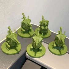 Lot 5pcs Green Turret Mech Scythe Invaders Board Game Miniatures DND TRPG Toys 