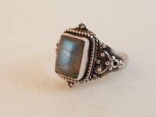 Vintage labradorite sterling silver ring sz 8.25 full of color 