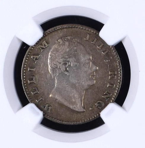 British India 1835 (C) HALF 1/2 Rupee B/2 Incuse "F" 20 Berries NGC Graded VF 35