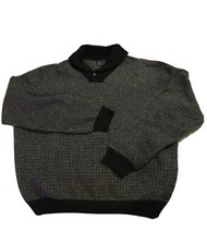 Jos A Bank Executive Collection Sweater Lambs Wool Med Shawl Neck Gray Black Men