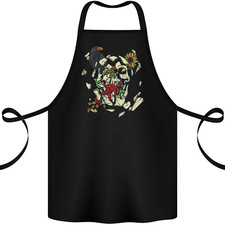 Tablier En Coton 100% Bio Avec Des Roses Et Un Corbeau