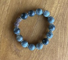 It Might Be Czech Glass Stretch Bracelet Jewelry Round Black Beads Etched Finish