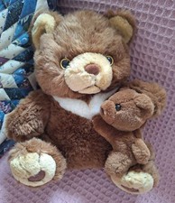 RARE .Vintage.Comexo France.Mother & Cute Baby.Huggy Bear Brown Soft Toy.26cm