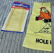 High Skore Hole in One Yellow Funny Golf Towels With Chain to Attach to Bag NEW
