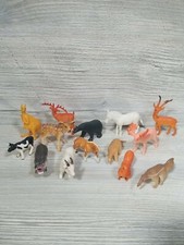 Lot of 14 Vintage Plastic Animals Zoo Farm Safari Kangaroo Hippo Moose Deer