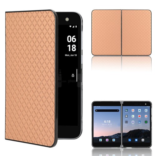For Microsoft Surface Duo, Fashion Grid Flip Leather Business Skin Case Cover - Picture 5 of 16