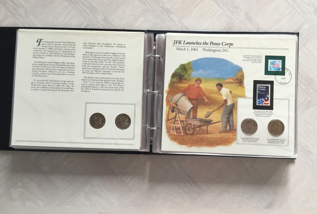 The Complete John F Kennedy Uncirculated US Half Dollar and stamp