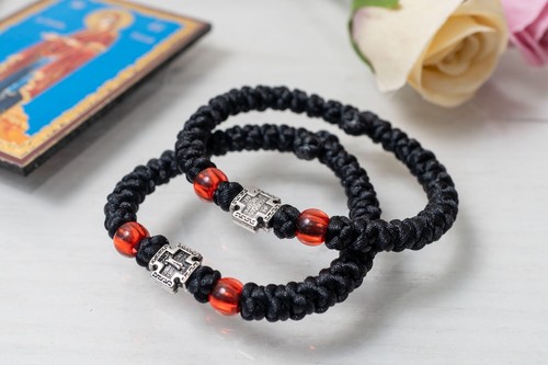 Handmade 33-Knot Prayer Rope Bracelet komboskoini With metal Cross Prayer on it - Picture 22 of 28