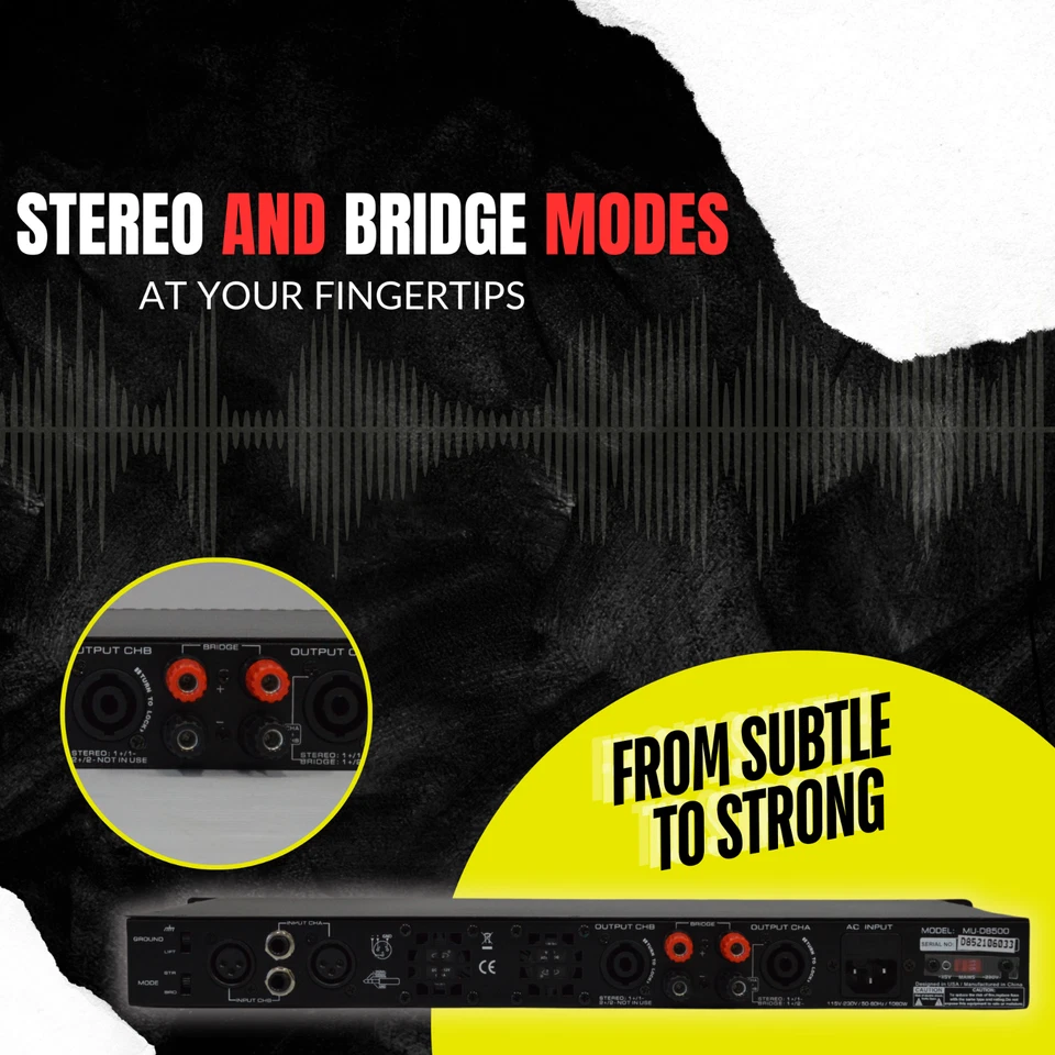 MUSYSIC Professional 2 Channel 8500 Watts D-Class 1U Power Amplifier MU-D8500 - Image 3 of 4