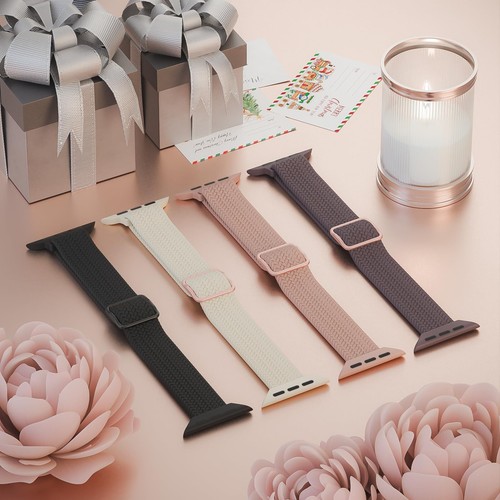 4 Pack Slim Braided Stretchy Bands Compatible with Apple Watch Band 38mm 42mm... - Picture 2 of 7