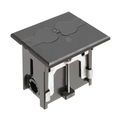 Adjustable Floor Box Kit with Outlet & Flip Plate, 1-Gang, Black, Plastic