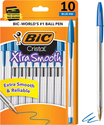 Cristal Xtra Smooth Ballpoint Pen, Medium Point (1.0Mm), Blue, 10-Count     
