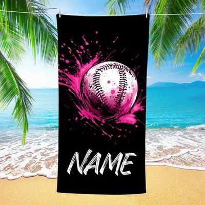 1pc Custom Name Baseball Beach Towel Soft Quick Dry Microfiber Summer Beach 