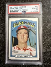 2021 Topps Heritage Real ONE Red Ink Auto Steve Carlton #/72 PSA 10 GEM MINT