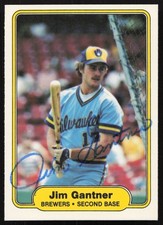 Jim Gantner Signed 1982 Fleer Card #142 Milwaukee Brewers