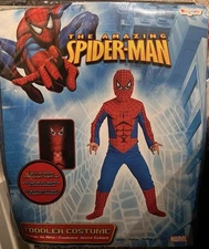 Disguise The Amazing Spider-man Toddler Costume Size 3T-4T Eyes On Hood! Pretend