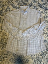 Peter Millar Button Down Shirt Mens XL Pink White Plaid Check Long Sleeve Cotton