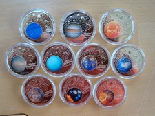 10 Gedenkmünzen mit den acht Planeten des Sonnensystem 40 mm in Kapsel