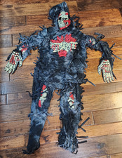 Kids XL Zombie costume Pants hood shirt gloves mask rags Halloween Day of Dead