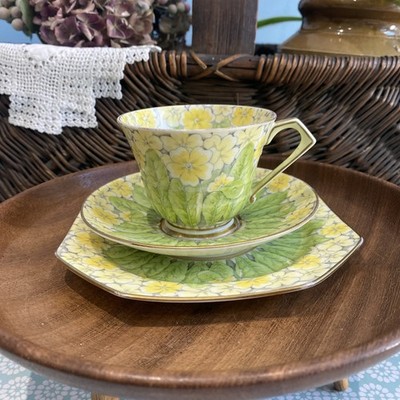 Paragon ''Primrose'' 3 Stück Deko Form TASSE & UNTERTASSE und Teller 