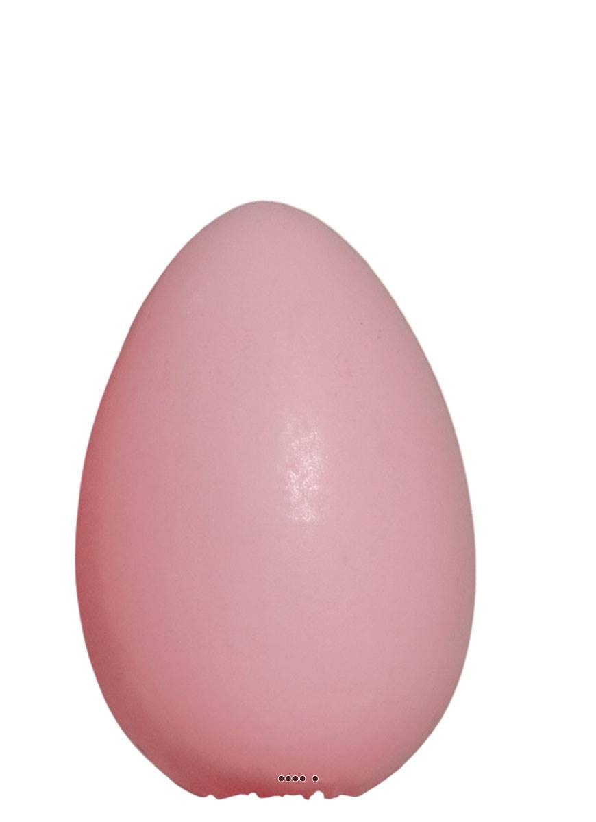 Oeuf rose artificiel plastique 170x100mm grand format pour vitrine et grand décor
