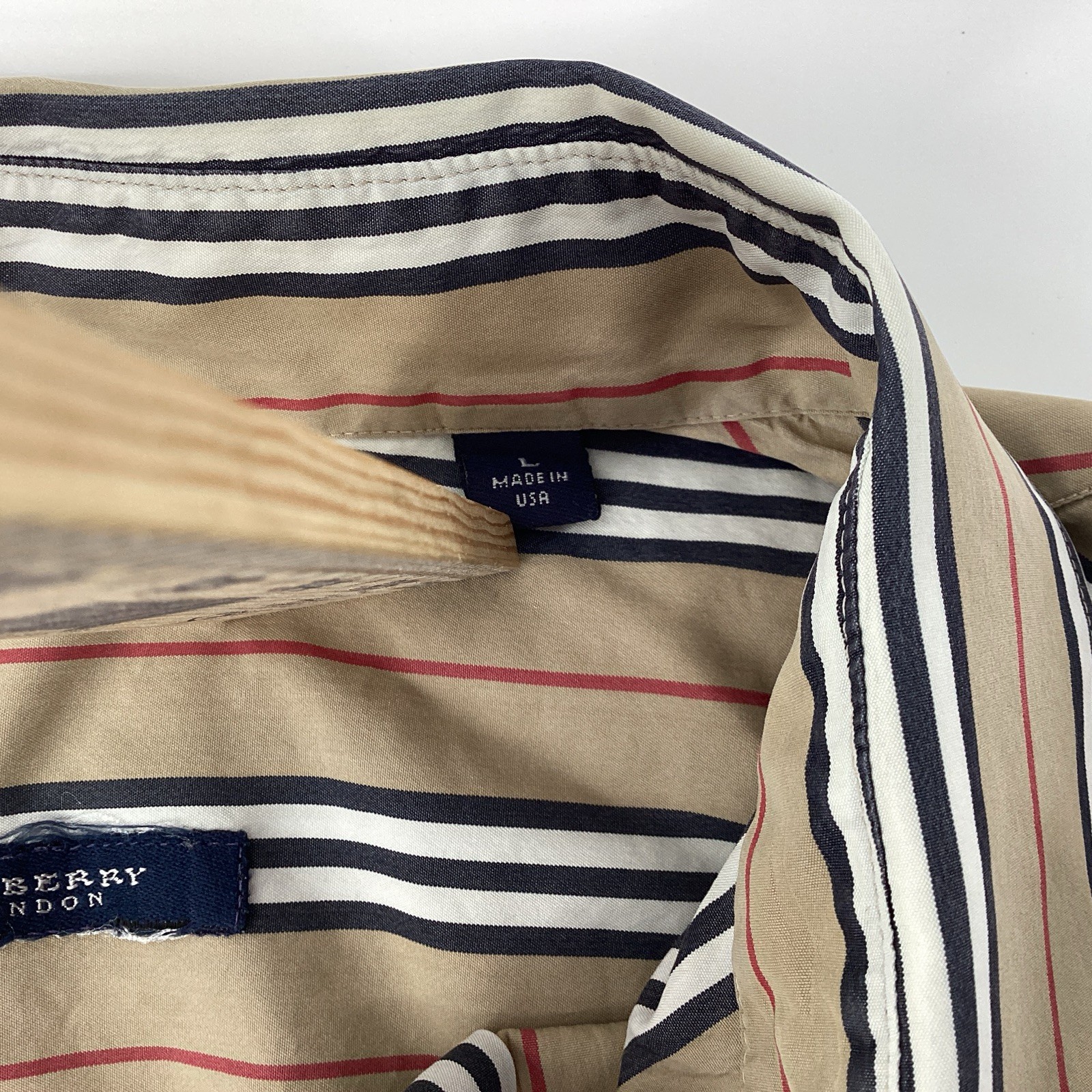 Burberry London Men's Made In USA Icon Stripe  Button Down Long Sleeve Shirt thumbnail 5