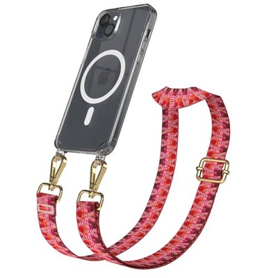 MagSafe Hülle mit Band für Apple iPhone 15 Plus Kette Berre / Rosa  Mix - Gold