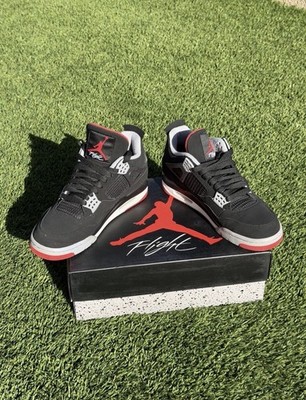 Jordan Air Jordan 4 Retro Bred Black/Fire Red/Cement Grey Size 8 2019