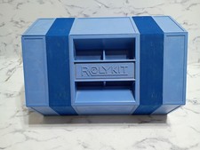 Rolykit Blue Roll Up Storage Box Craft Case Jewelry Sewing Fishing Tools Vtg