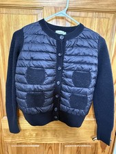 Womens Black MONCLER Maglione Tricot Alla Coreana Wool Down Puffer Sweater Small