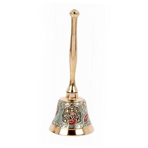 Solid Brass Hand Bell, 5 x 2 inch. Tall with a Clear Bright Sound Call Bell