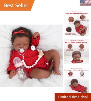 Handcrafted 18-Inch African American Reborn Baby Doll with Accessories