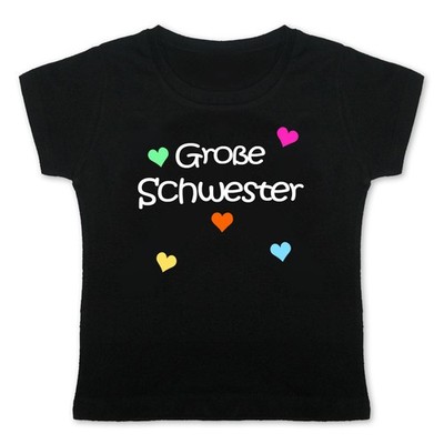 Girl Shirt Große Schwester  SCHWARZ  WAHL Motiv Größe Wunschname  NEU