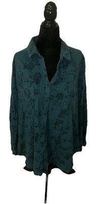 Sonoma 3XL Collared Long Sleeve Pullover Green & Black Top