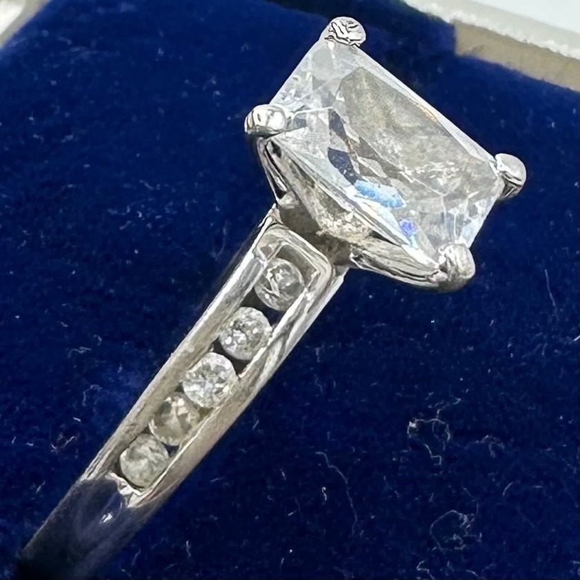 925 sterling silver clear rectangular cubic zirco… - image 3