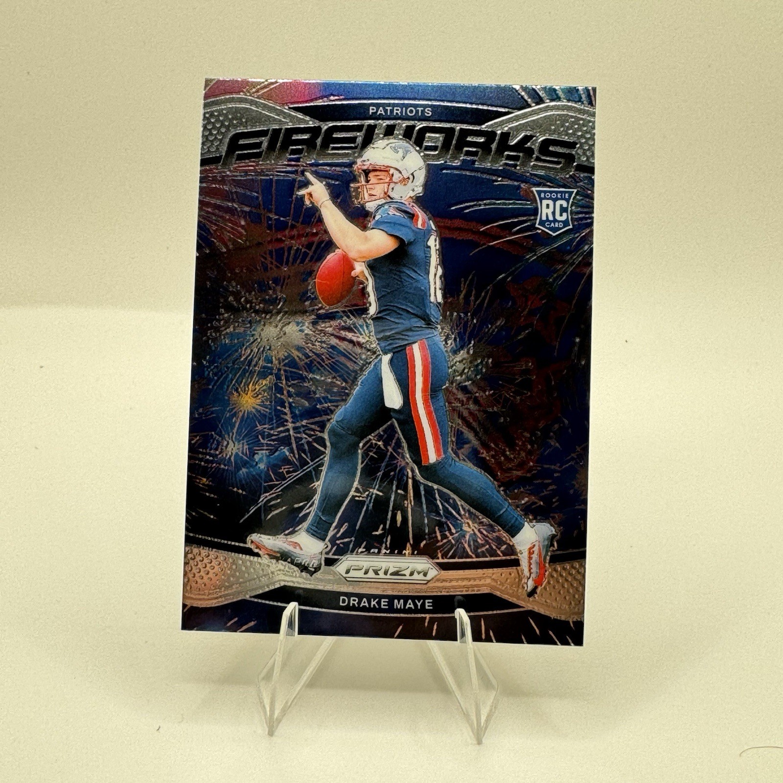 2024 Panini Prizm - Fireworks Drake Maye #22 Silver Prizm (RC)