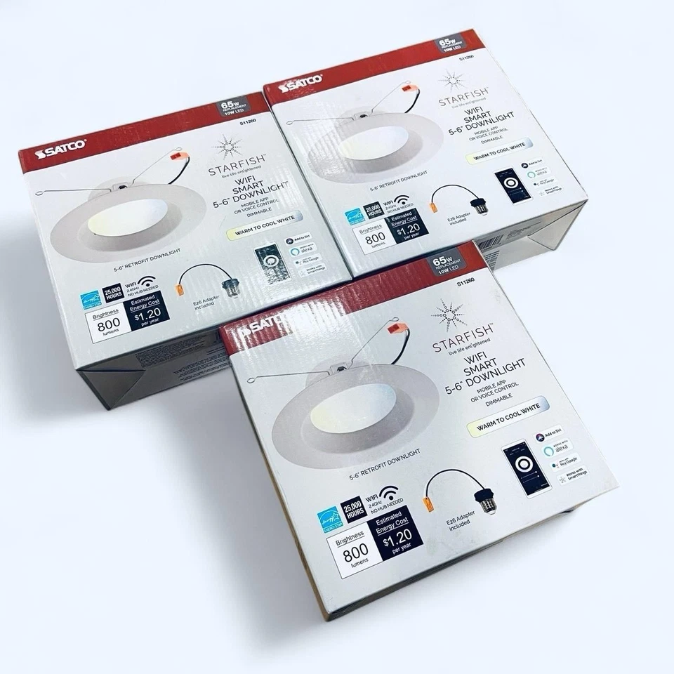 Satco S11260 - 10W LED Recessed Downlight - Starfish IOT Tunable White - 3 Pack - Image 2 of 4