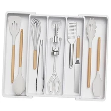  Utensil Organizer for Kitchen Drawers, Expandable Cooking Utensil Tray, 