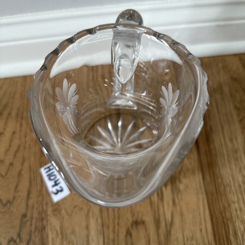 Heavy Brilliant Cut Lead Glass Vintage Pitcher Floral Flower Etched Daisy 10 in - Picture 10 of 16
