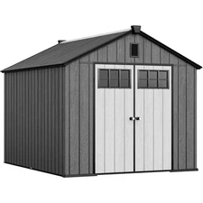 TAUS 8x10 FT Outdoor Storage Shed with Floor, Plastic Garden Shed for Bikes