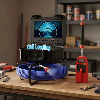200ft Professional Sewer Inspection Camera with 9'' Monitor & DVR Functionality