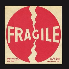 1939 Railway Express Agency Shipping Label - Fragile